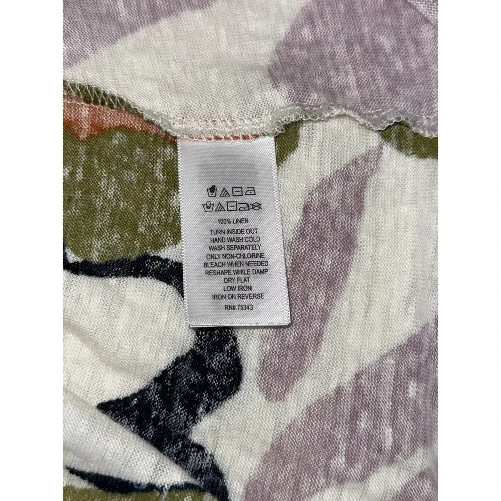 Rachel Zoe 100% Linen Top Women's 1X Floral Boho Coastal Cottagecore Artsy - Picture 4 of 7
